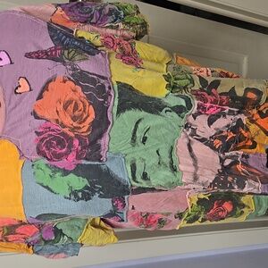 Magnolia Pearl Multicolor Patchwork Glow  Black Light Top Tee Shirt